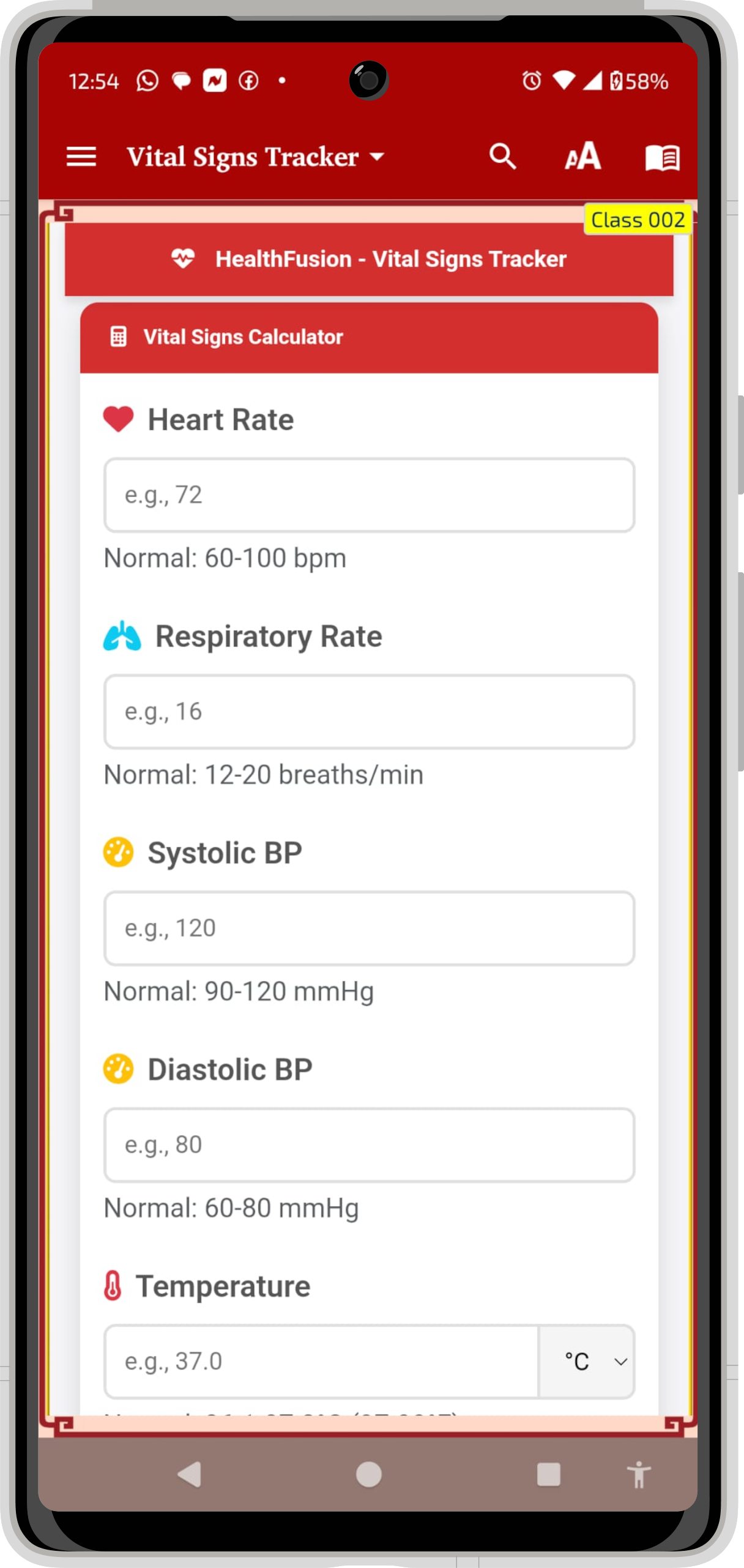HealthFusion Mobile App Interface with comprehensive health tools