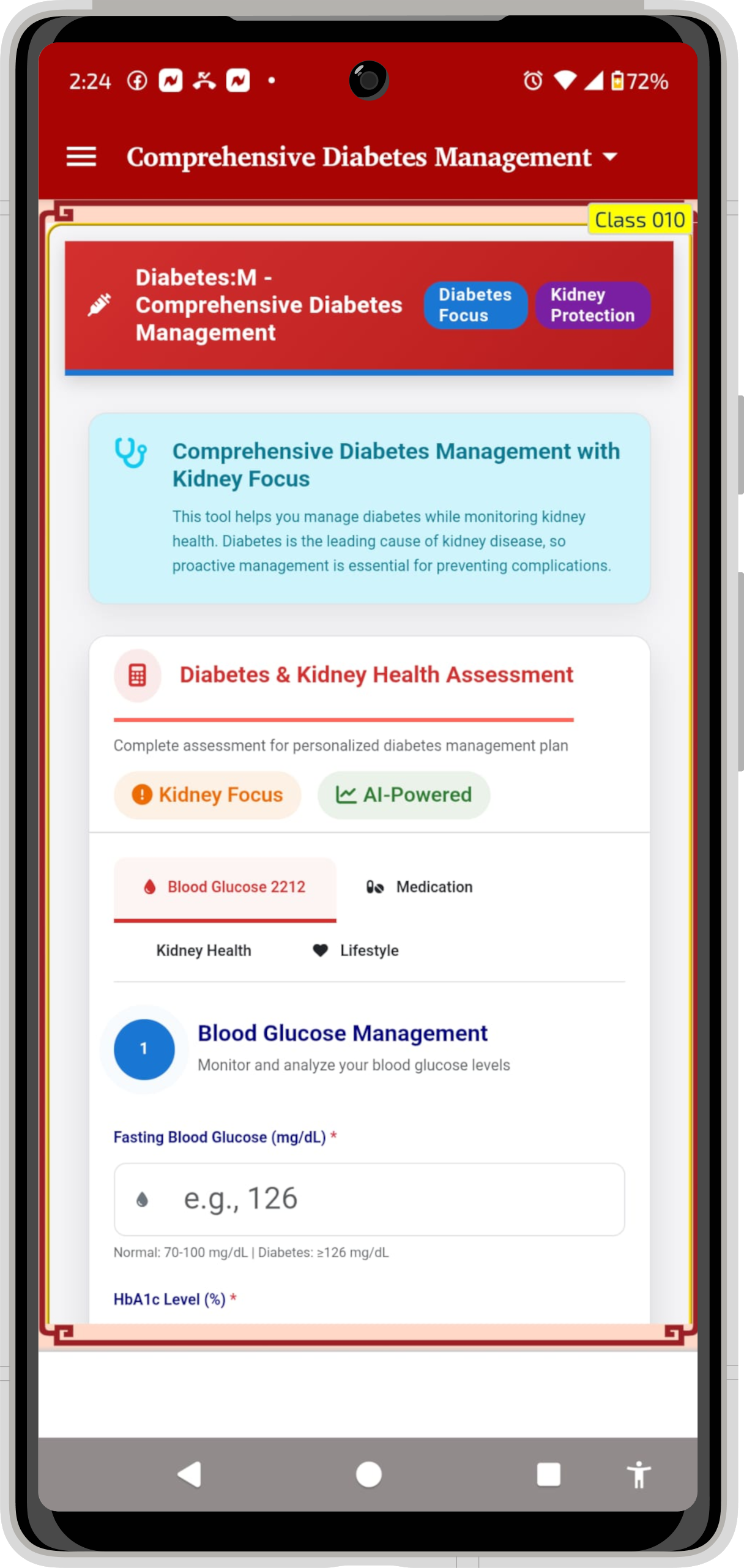 HealthFusion Mobile App Interface with comprehensive health tools
